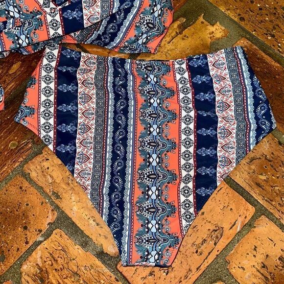 CUPSHE Boho Geometric Paisley Swimsuit Bikini - Picture 3 of 5